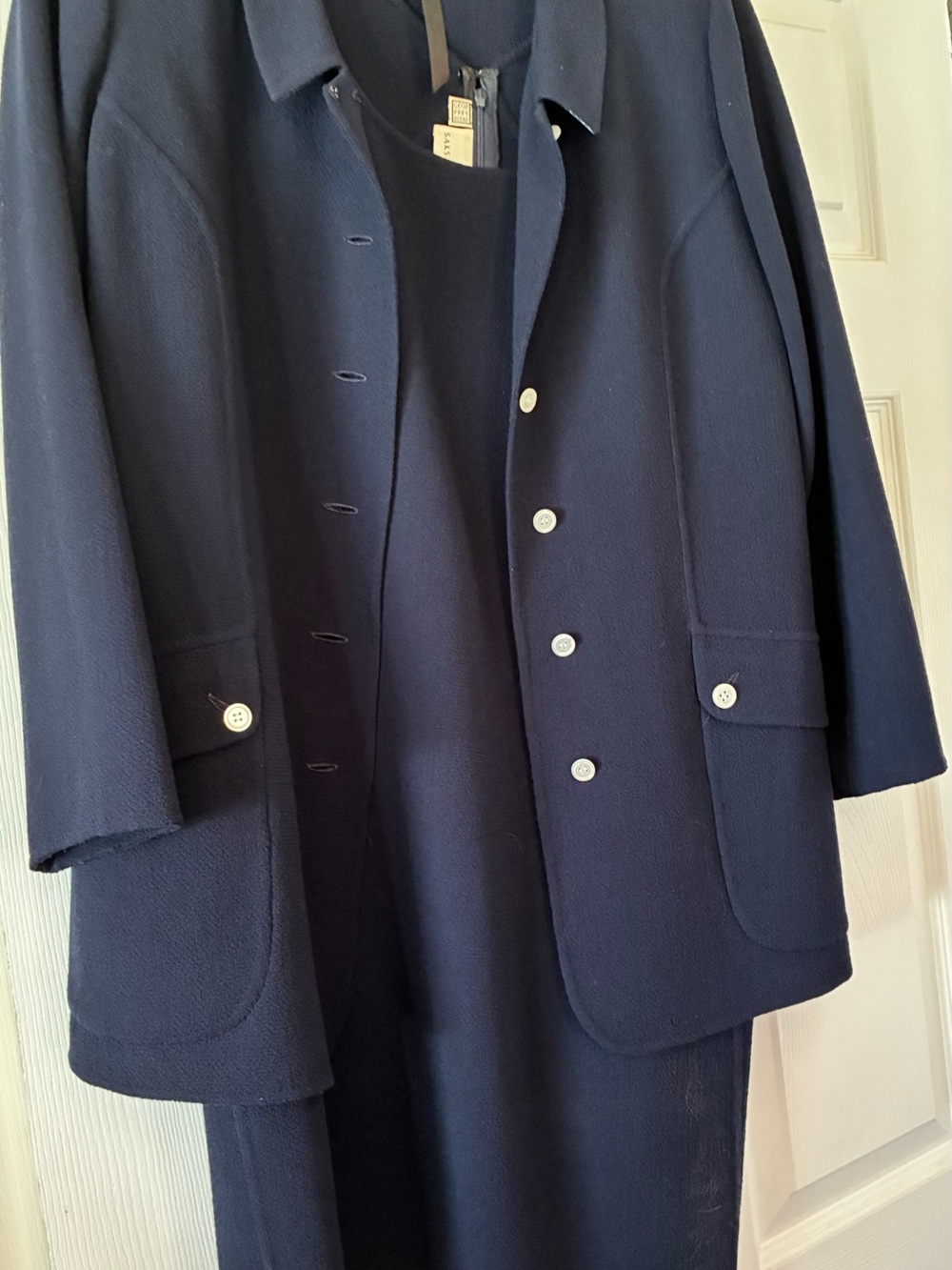 Geoffrey Beene Dark Navy Textured Pea Coat with Button Front